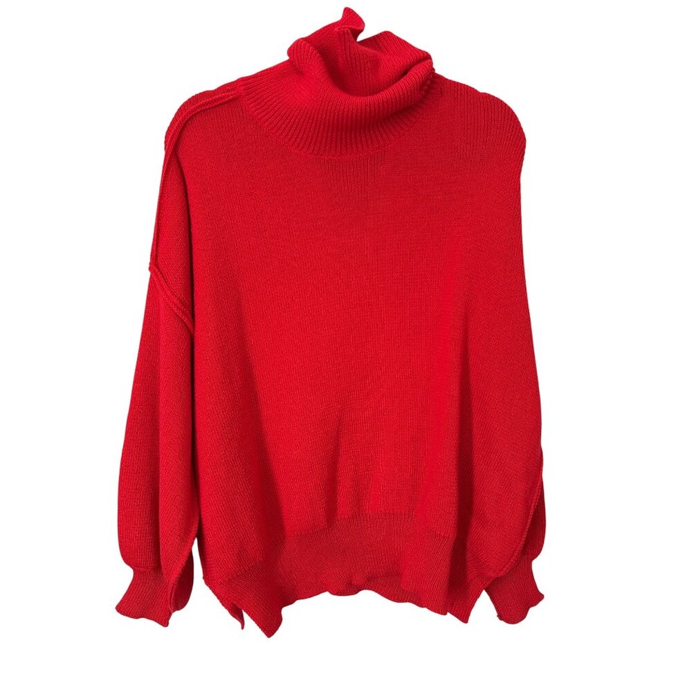 Emory Park Sweater Size Small Turtleneck Long Sleeve Pullover Red Cozy Knitwear